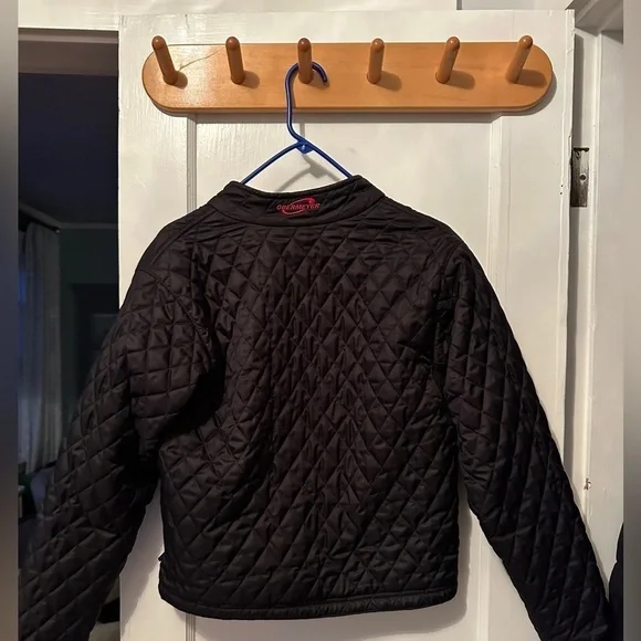 Obermeyer Quilted Jacket Zip Front Fleece Lined Black Women's Size 8 - Picture 2 of 4